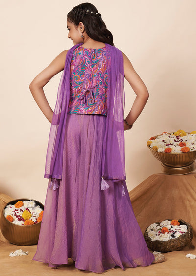 Lavender Chinnon Girla Gharara
