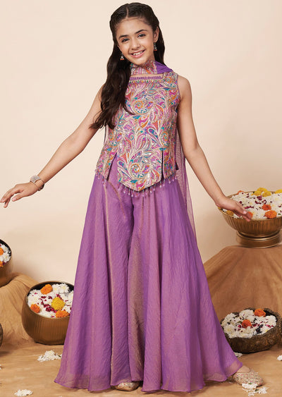 Lavender Chinnon Girla Gharara