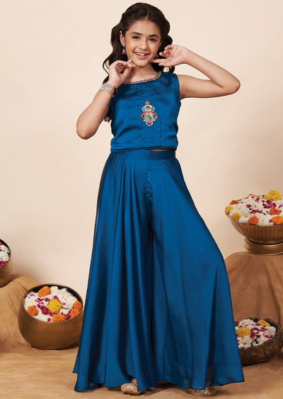 Rama Blue Chiffon Girls Gharara