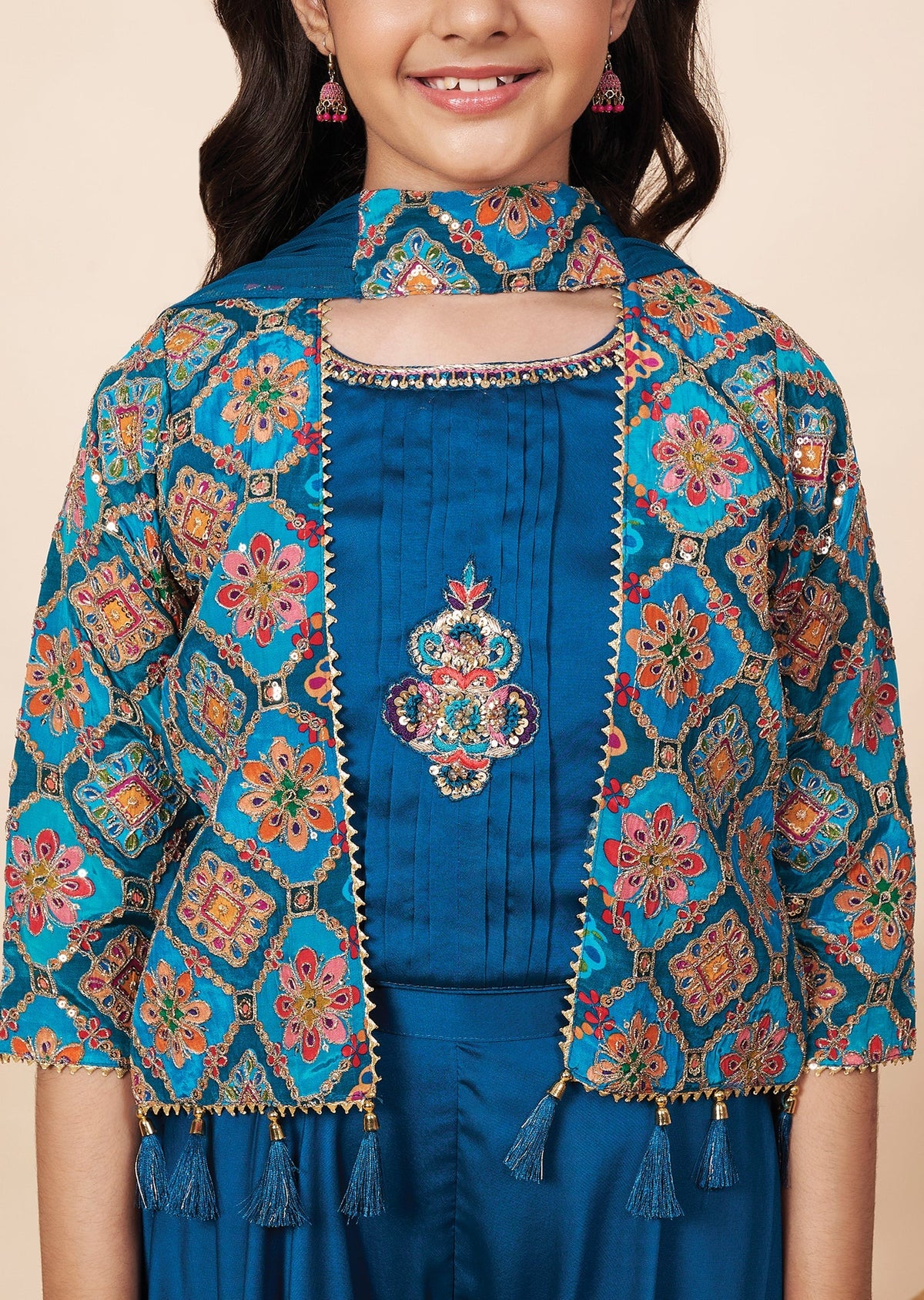 Rama Blue Chiffon Girla Gharara