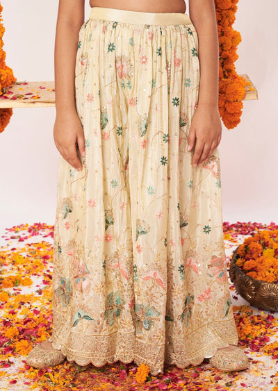 Biege Tissue Gharara Set