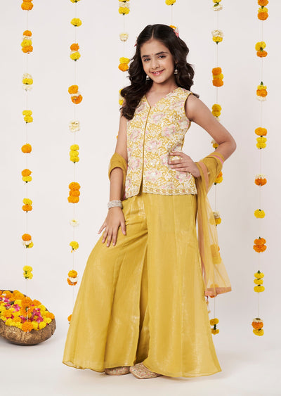 Beige Georgette Girls Gharara