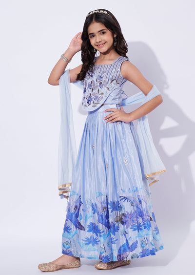 Blue chinnon Girls Sharara
