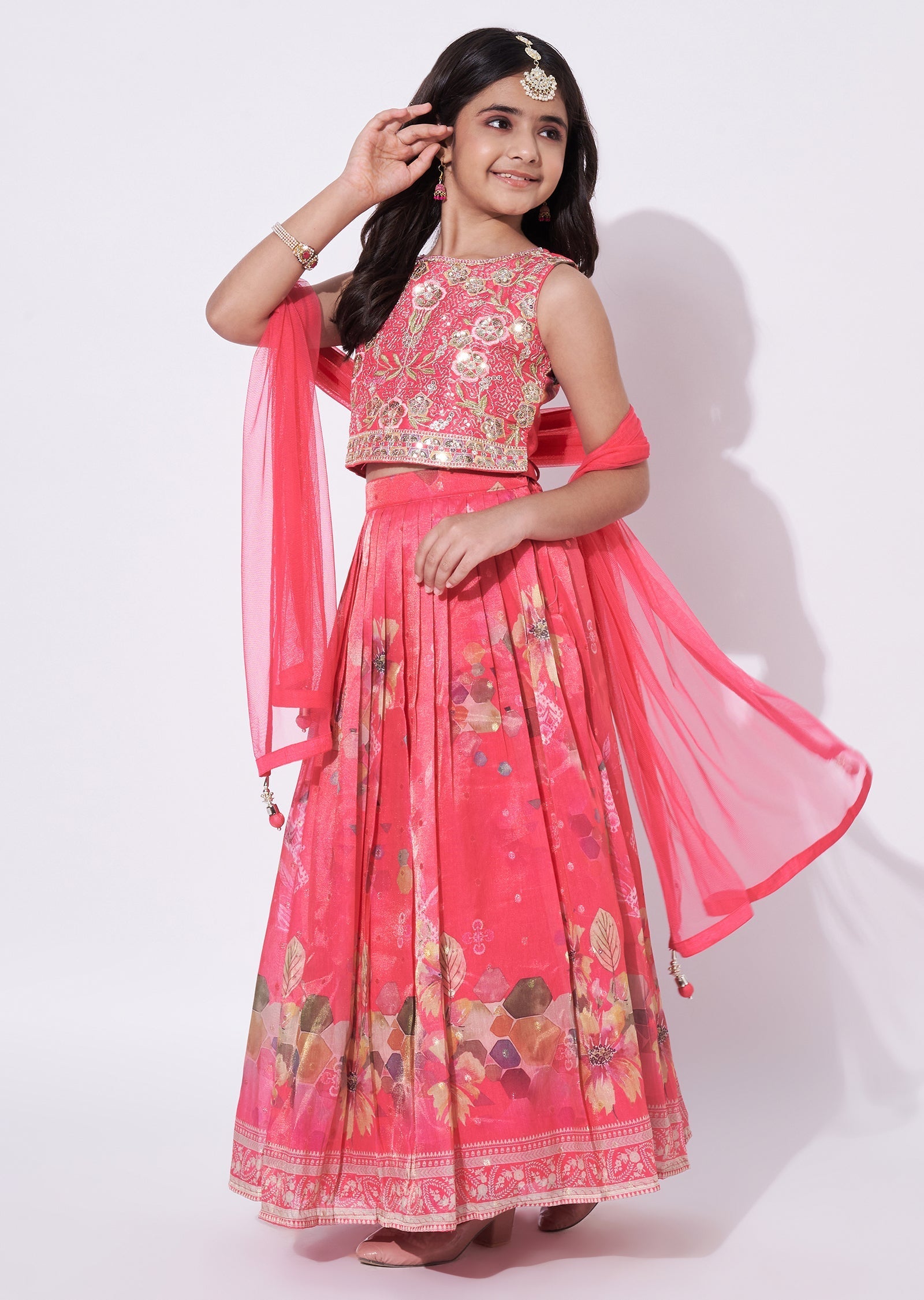 Pink Tissue Lehenga