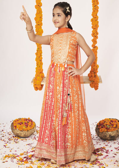 Orange Georgette Lehenga