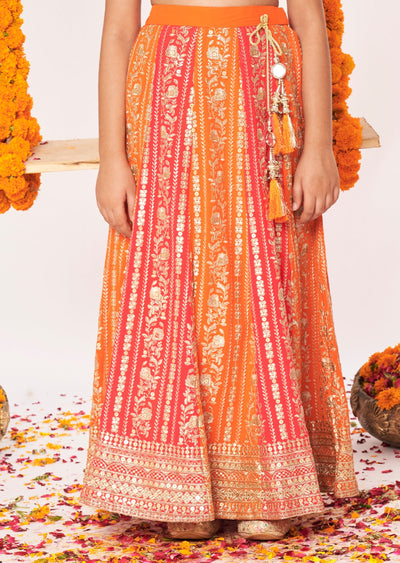 Orange Georgette Lehenga