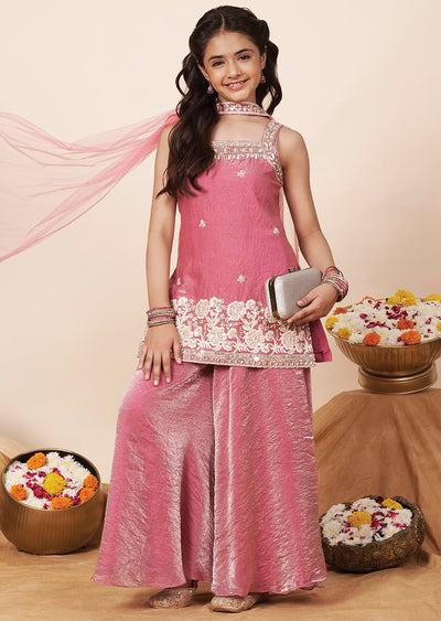 Pink Organza Girla Gharara
