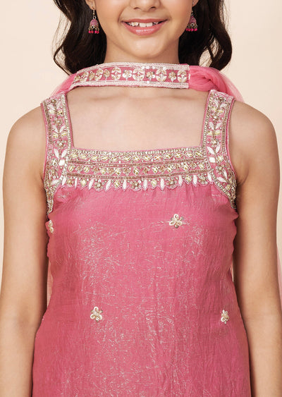 Pink Organza Girla Gharara