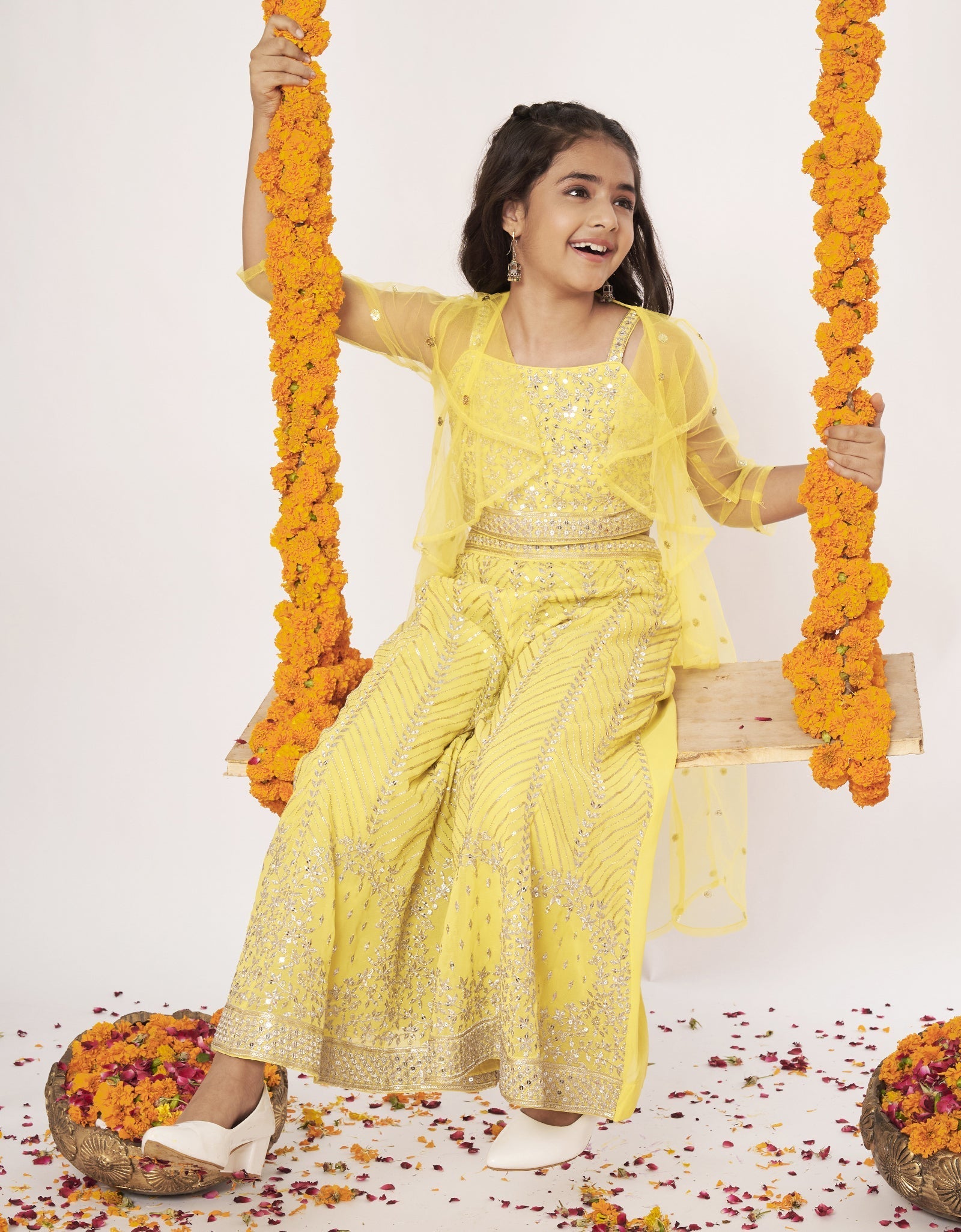 Yellow Georgette Gharara Set