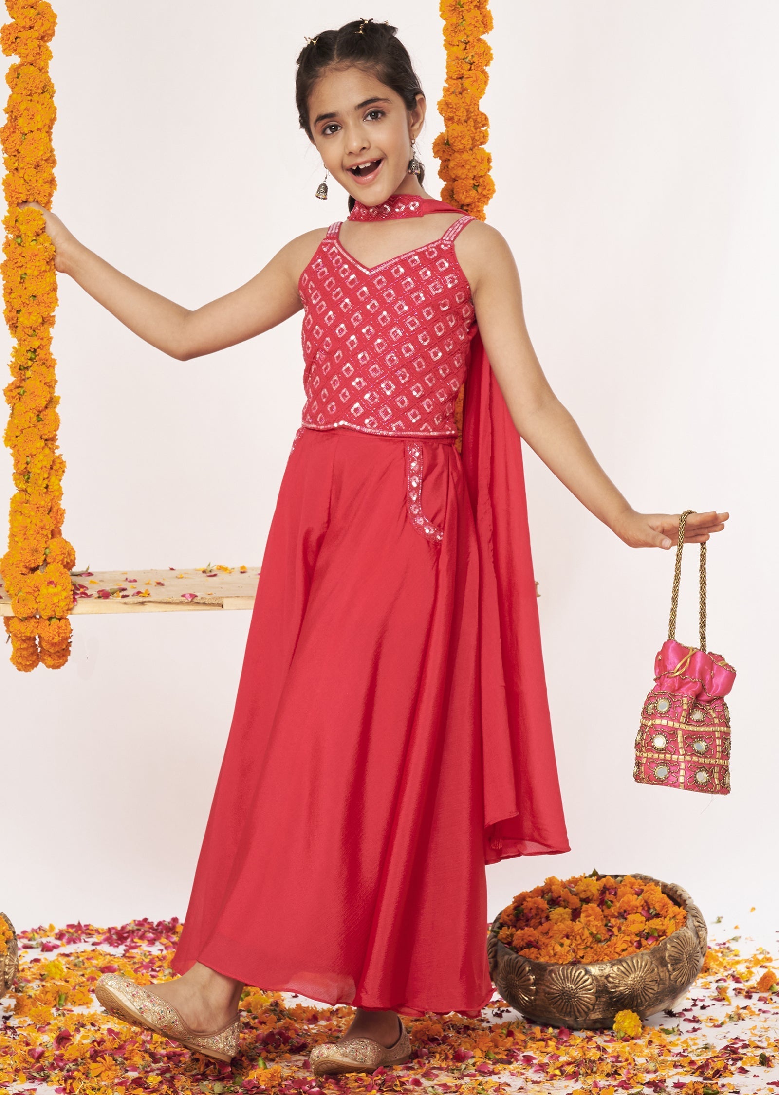 Rani Pink Chinnon Gharara Set