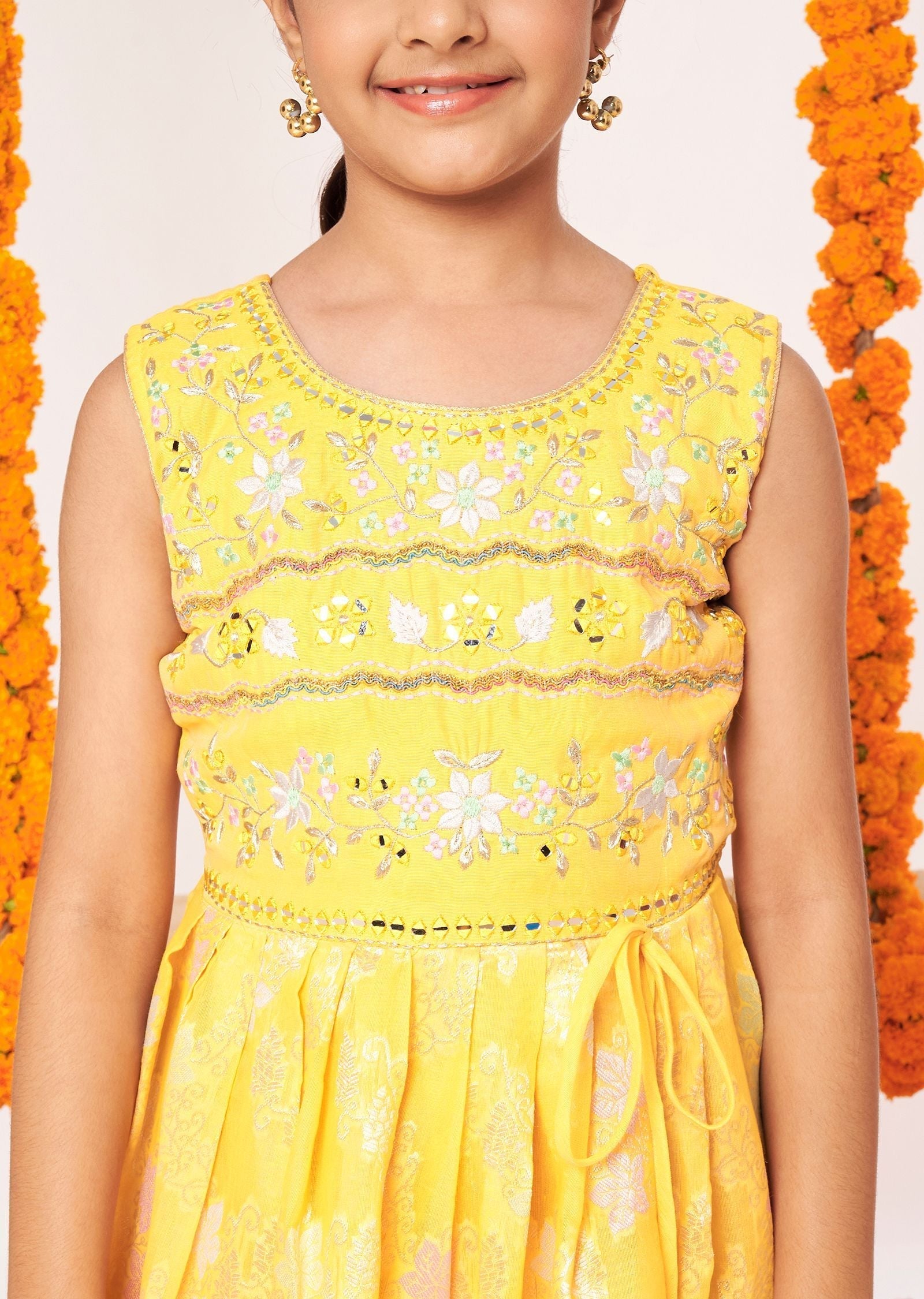 Yellow Chanderi Anarkali Set
