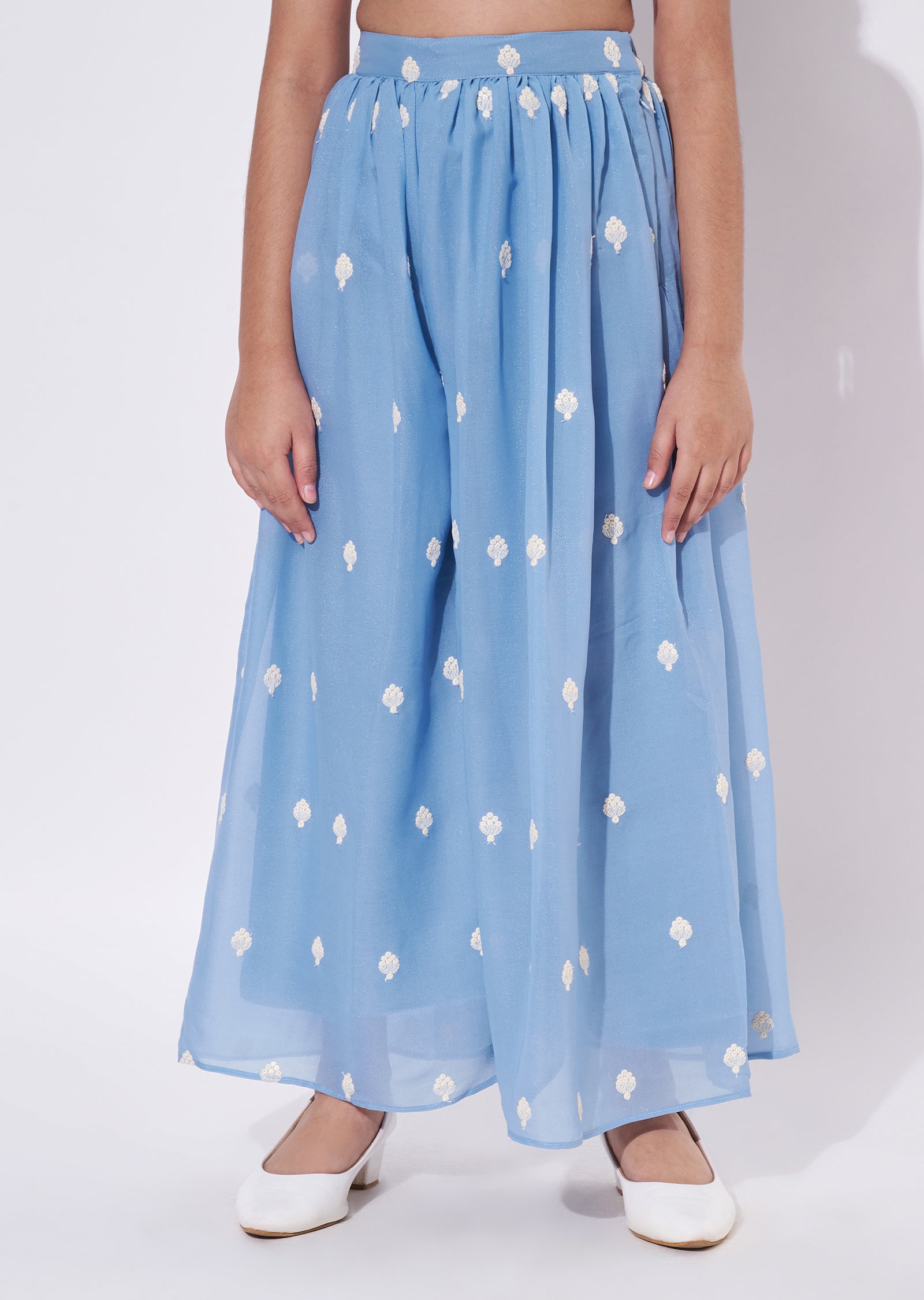 Sky Blue Georgette Gharara Set