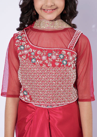 Magenta Crepe Girls Sharara