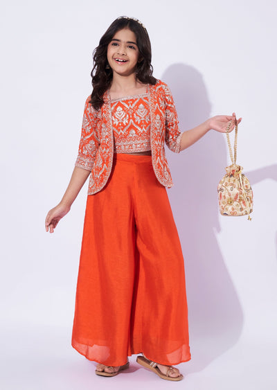 Orange Silk Girls Sharara