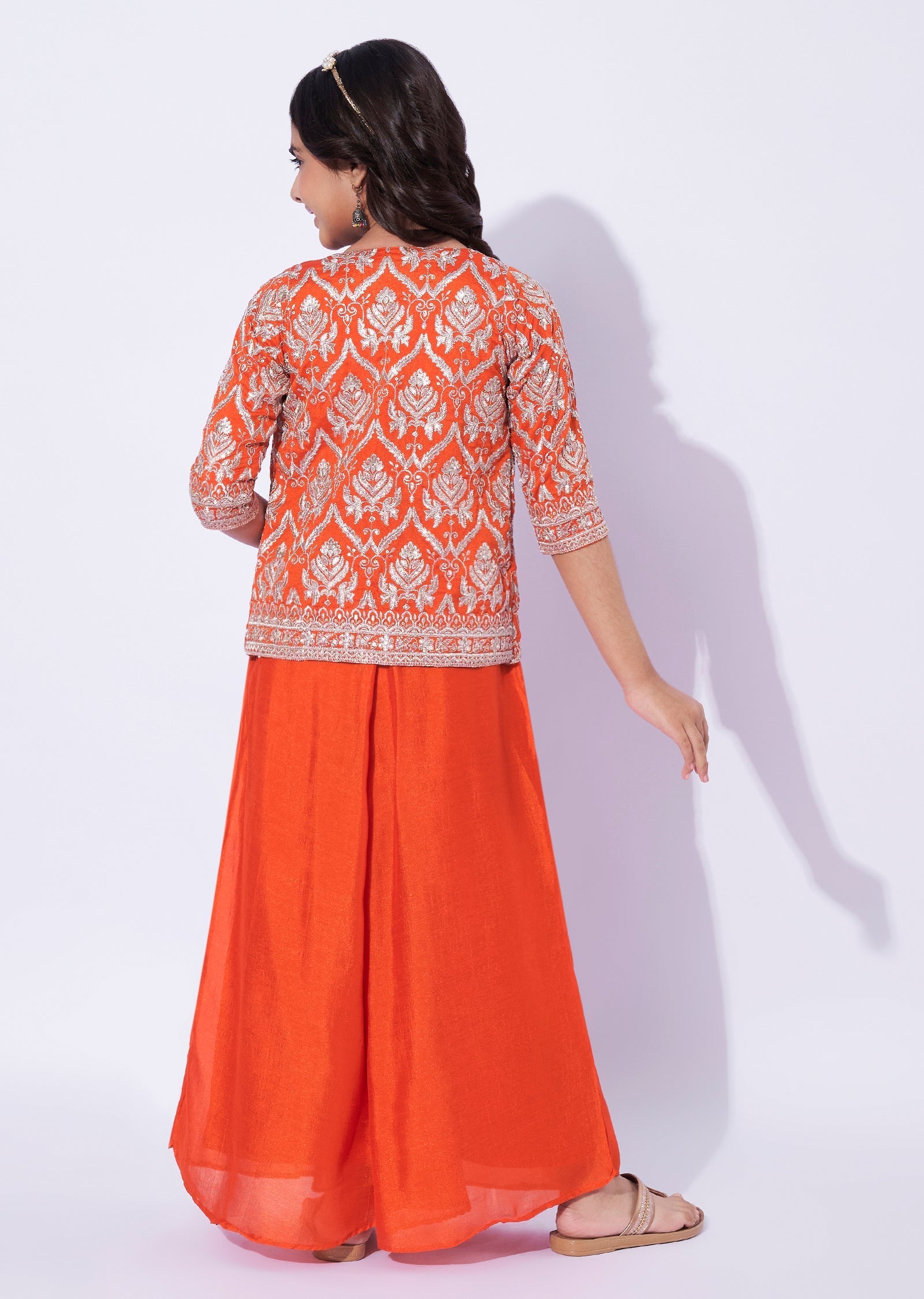 Orange Silk Girls Sharara