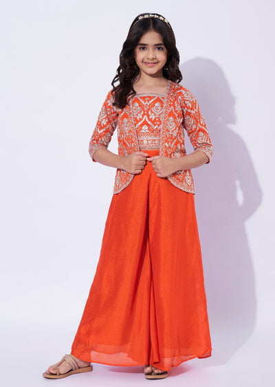 Orange Silk Girls Sharara
