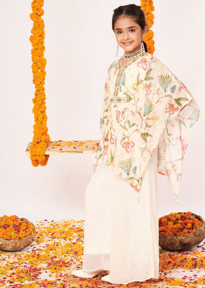 Cream Chinnon Gharara Set