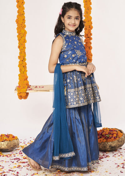Dusty Blue Tissue Gharara Set