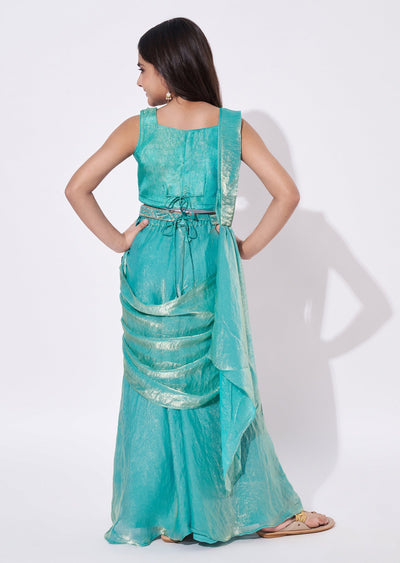 Sea Green Tissue Gharara Set