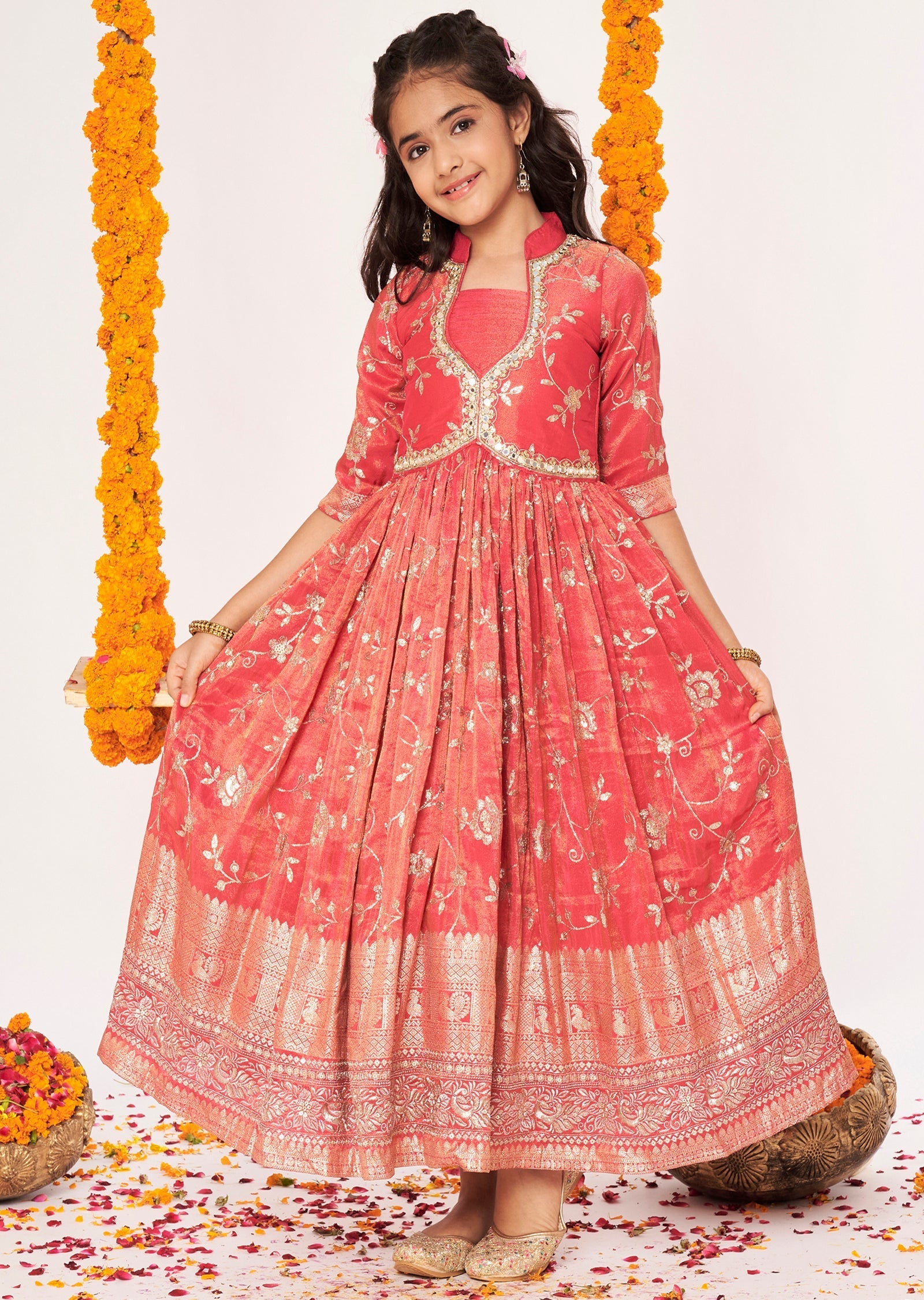 Pink Tissue Ethnic Gown