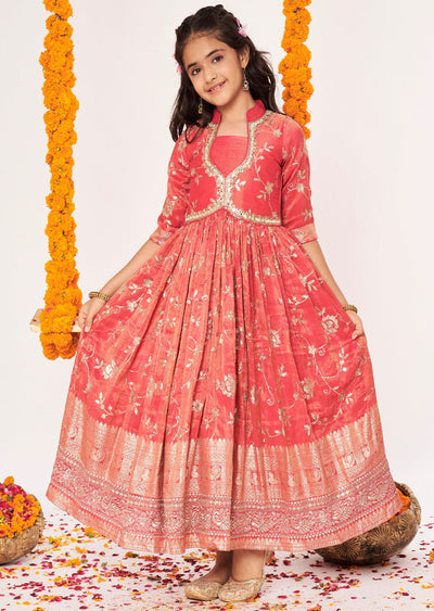 Pink Tissue Ethnic Gown