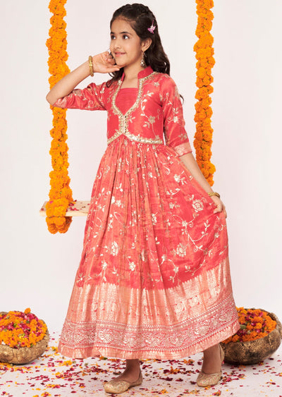 Pink Tissue Ethnic Gown