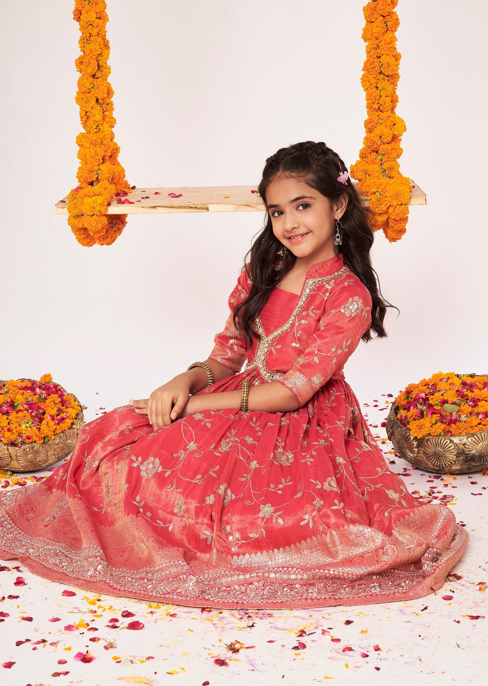 Pink Tissue Ethnic Gown