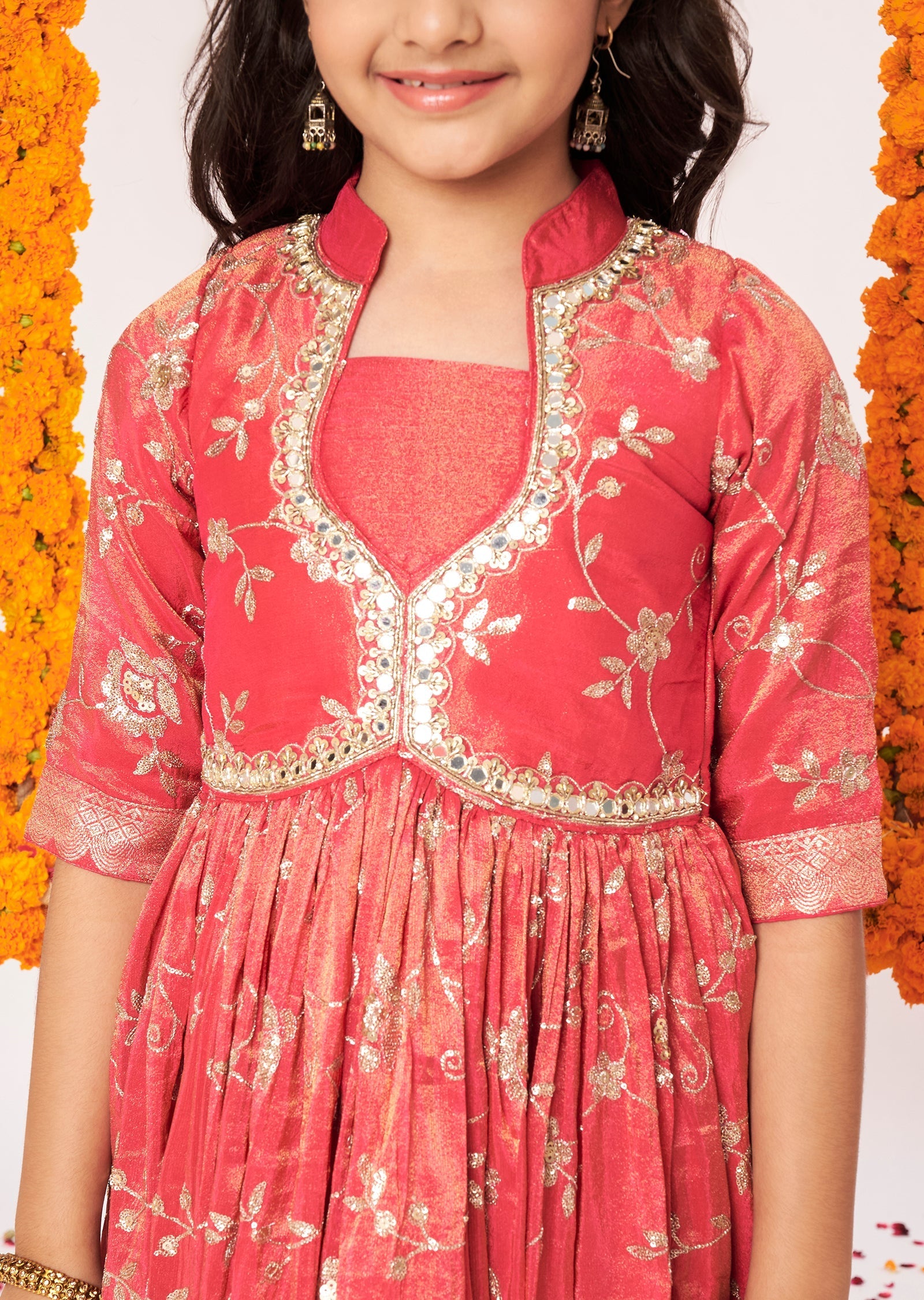 Pink Tissue Ethnic Gown