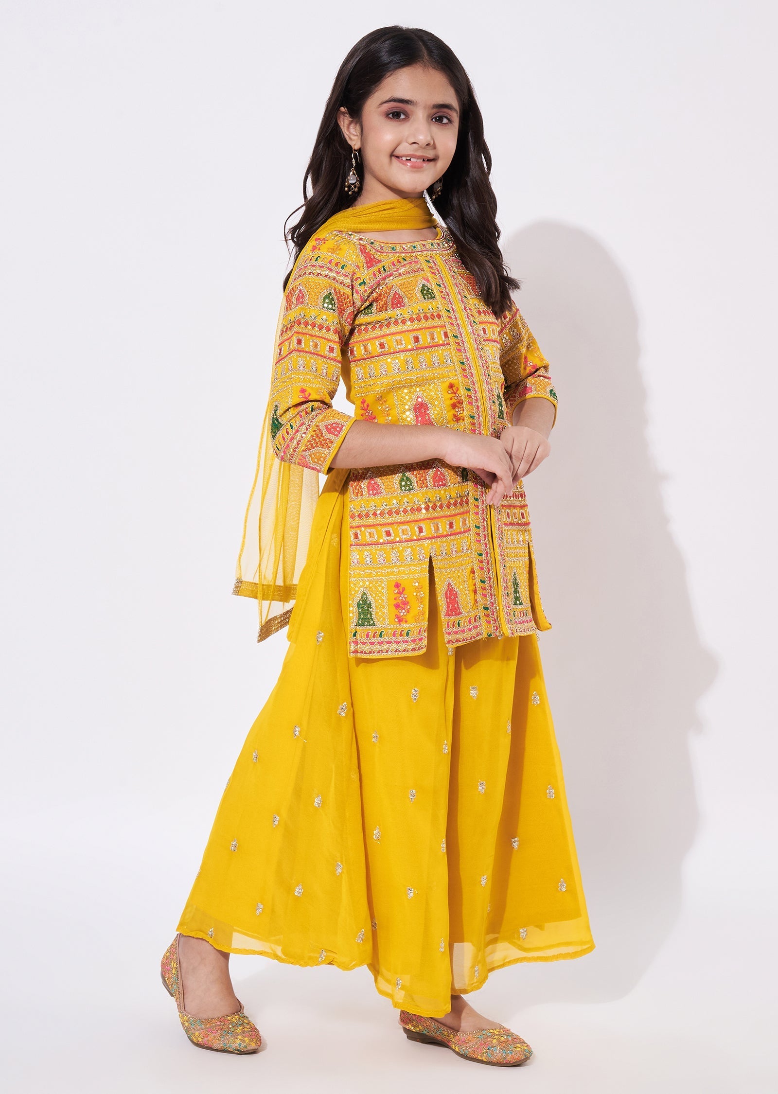 Yellow Georgette Gharara Set