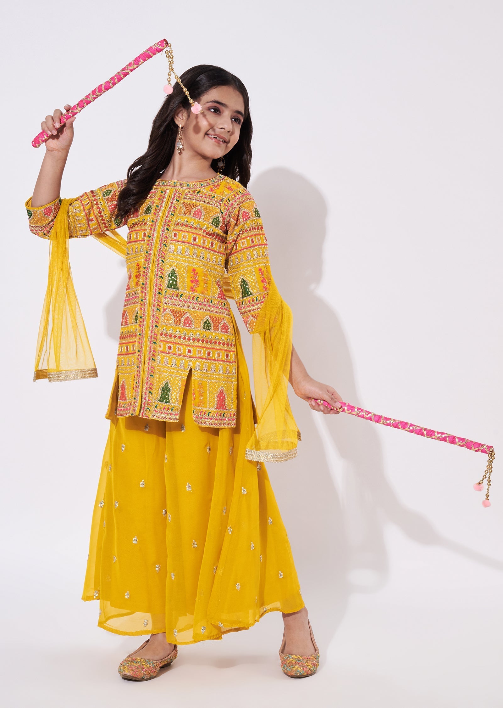 Yellow Georgette Gharara Set