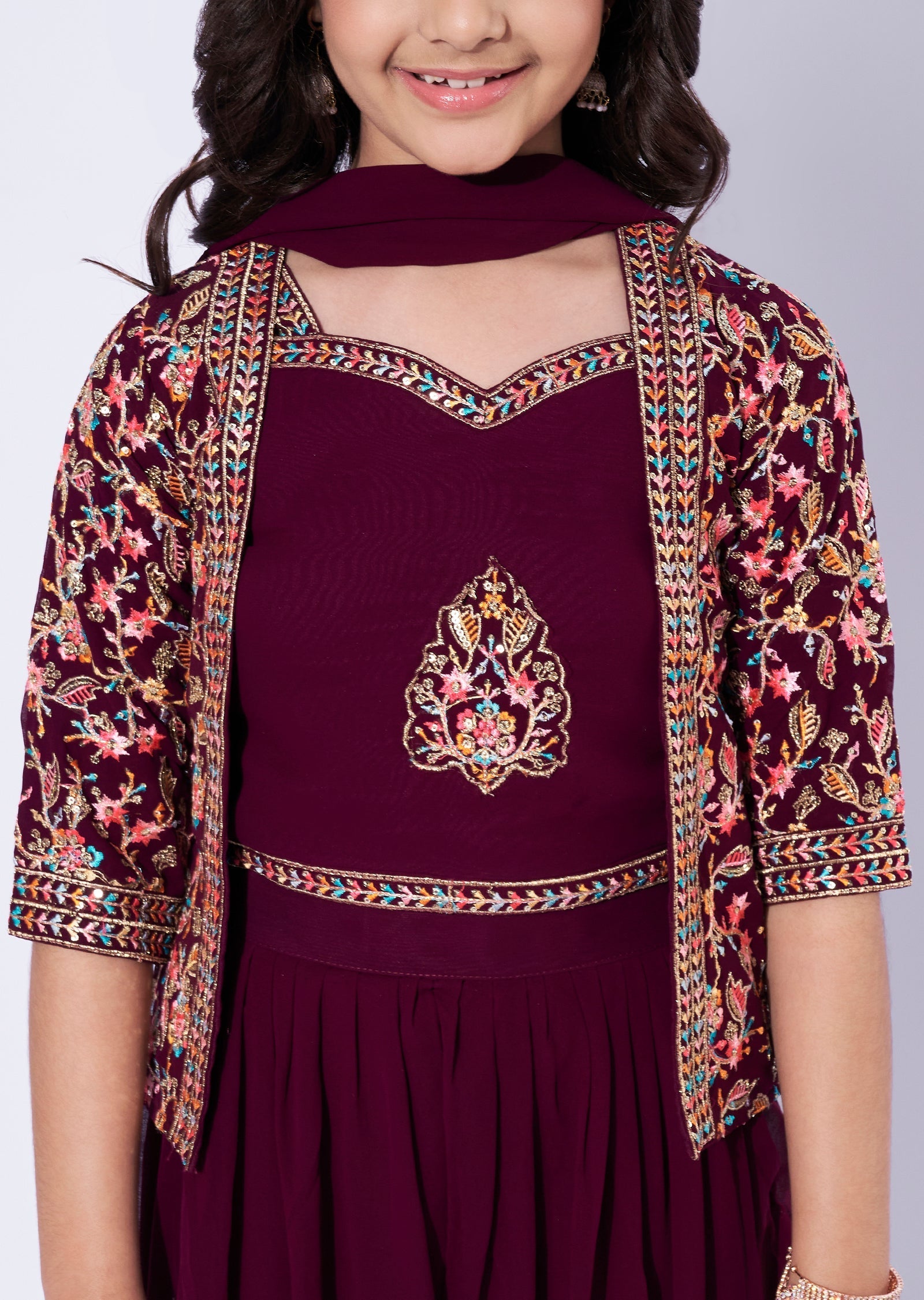 Wine Girls Sharara Set