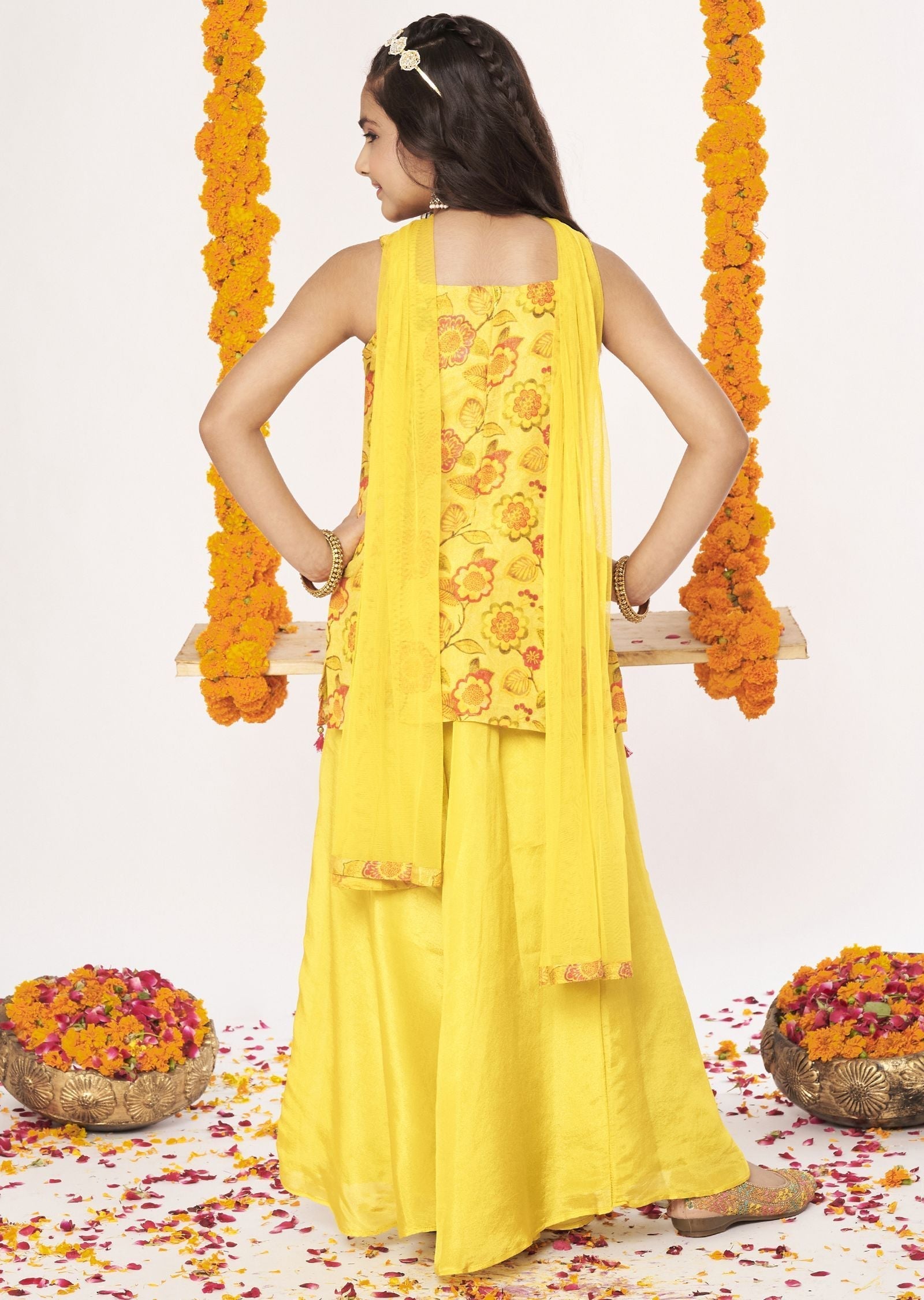 Yellow Tissue Gharara Set