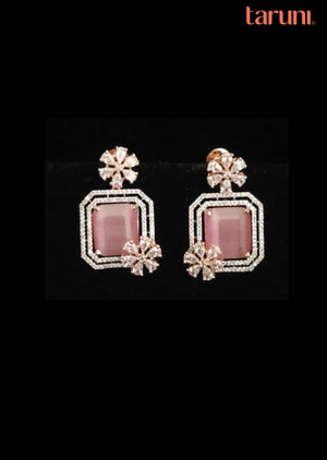 Mint Pink Brass Earring