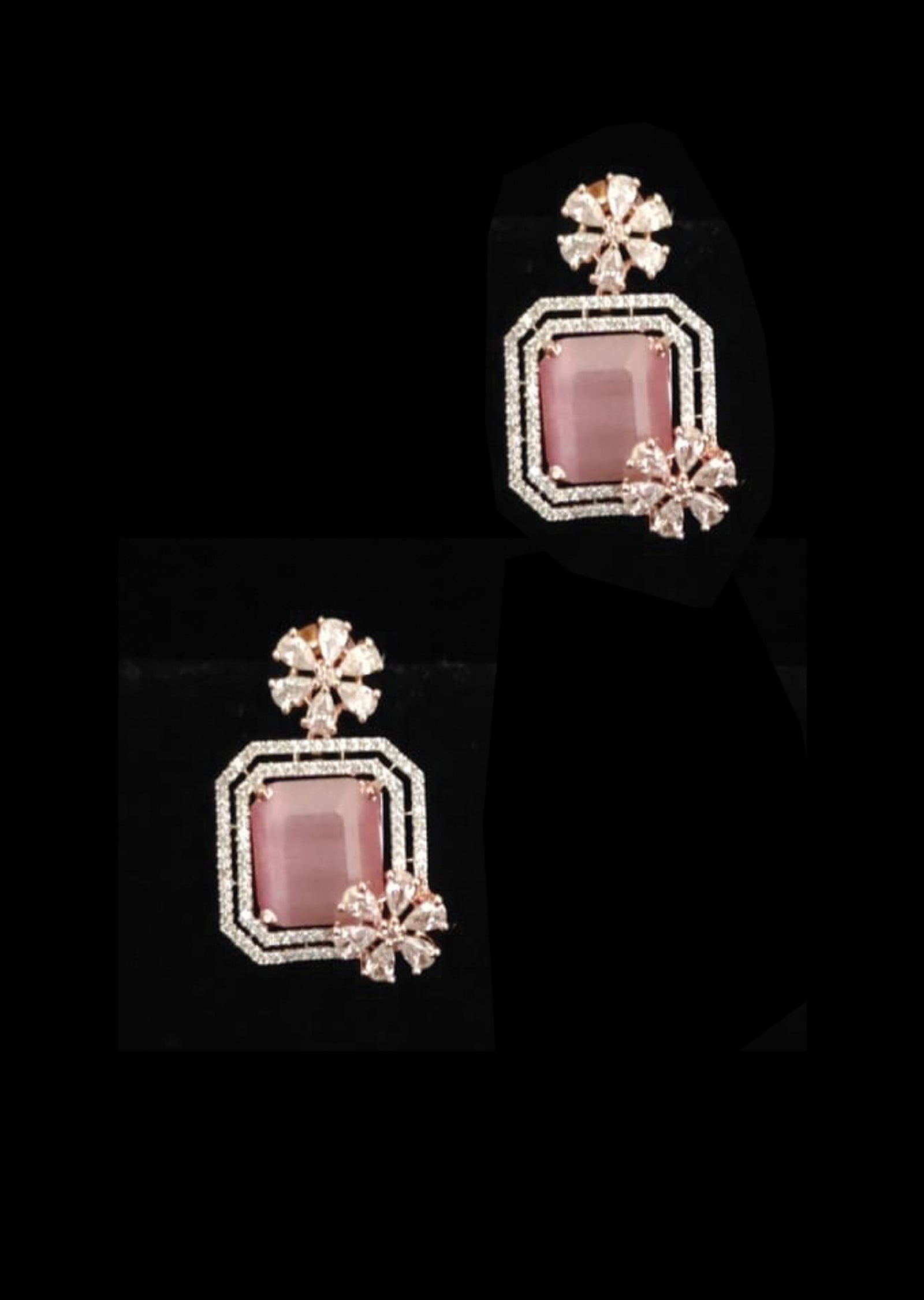 Mint Pink Brass Earring