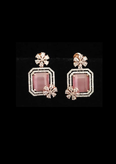 Mint Pink Brass Earring