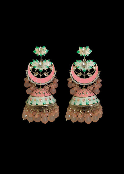 Mint Pink Brass Earring