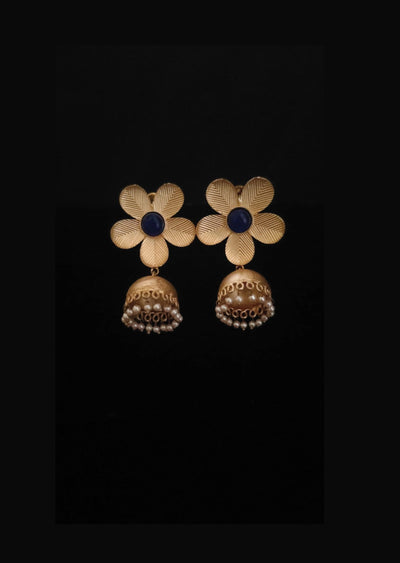 Navy Blue Brass Earring