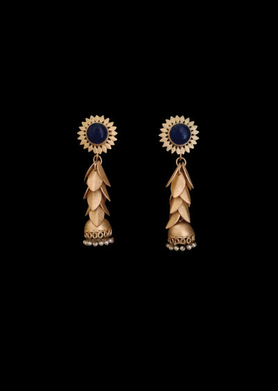 Navy Blue Brass Earring