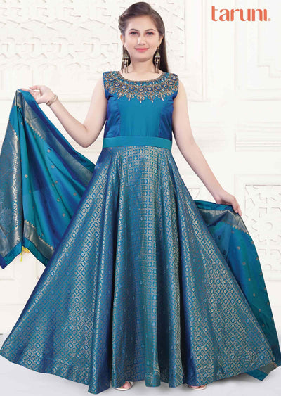 Blue Banaras Silk Kidswear