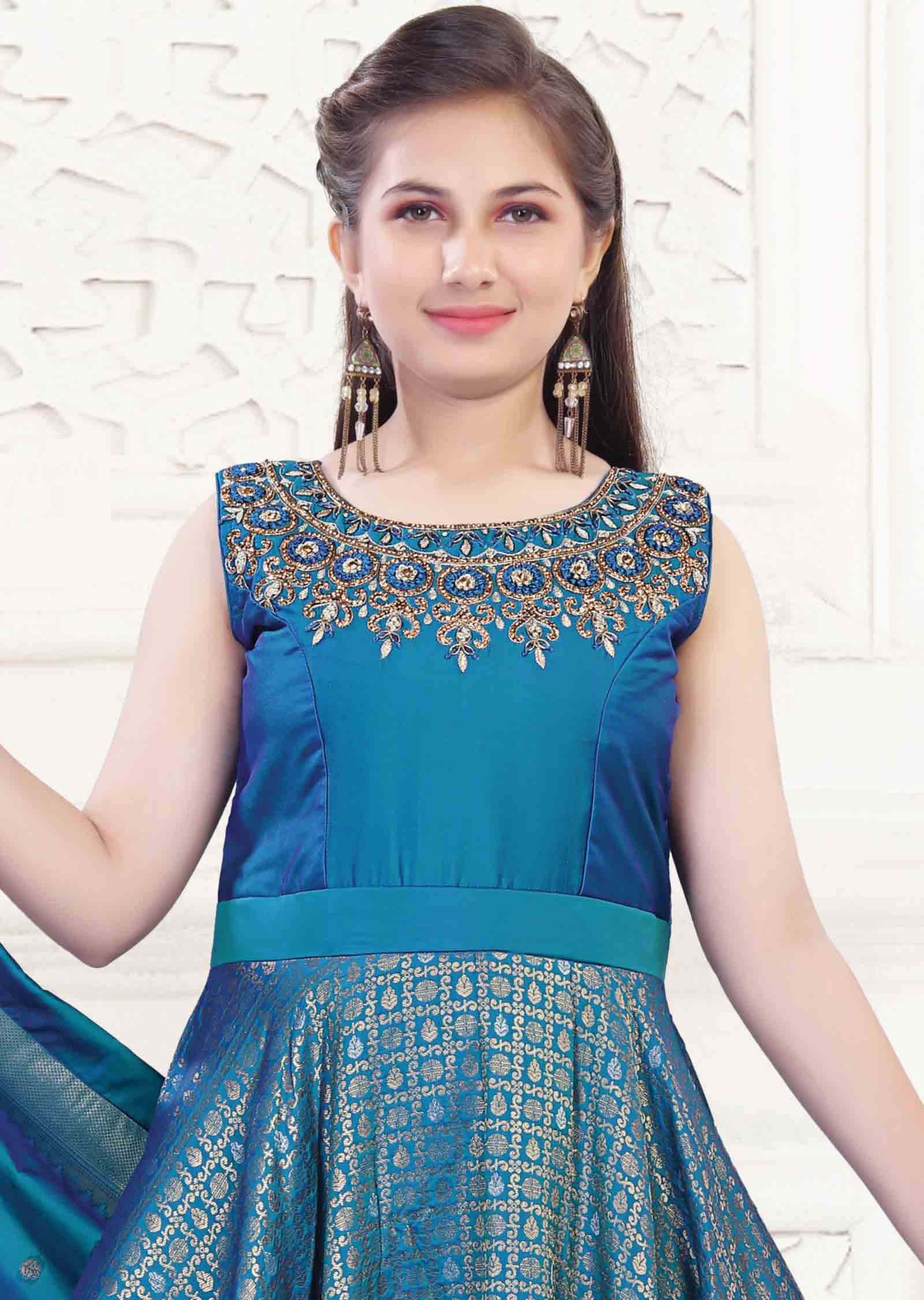 Blue Banaras Silk Kidswear