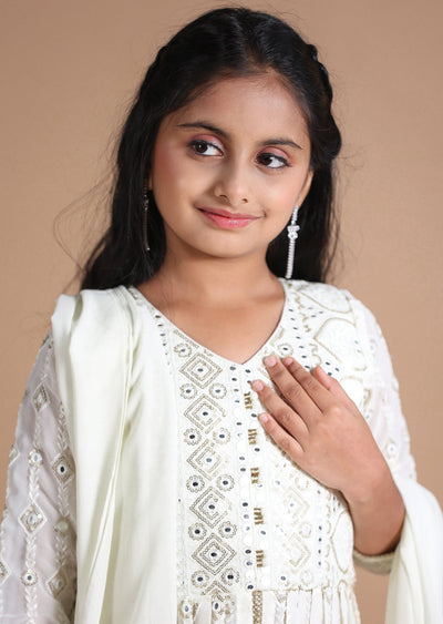 Cream Georgette Kids Anarkali