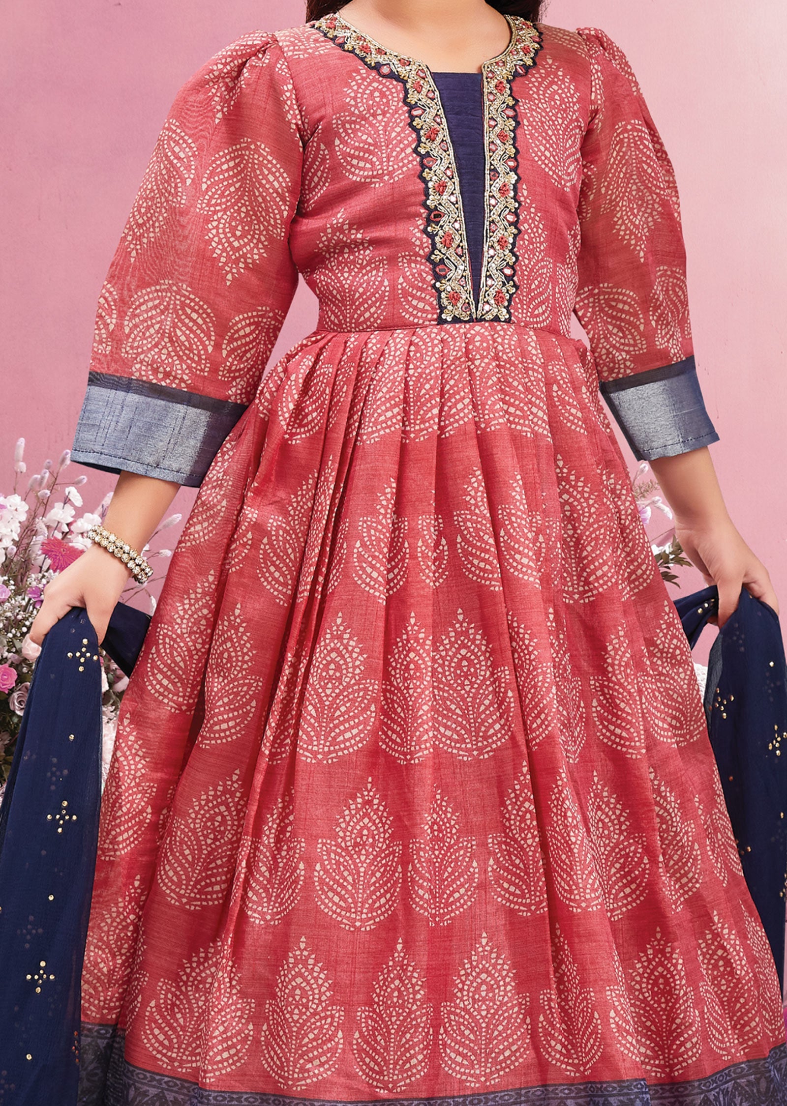 Pink Silk Kids Anarkali