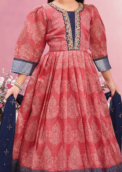 Pink Silk Kids Anarkali