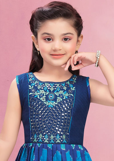 Blue Silk Kids Anarkali