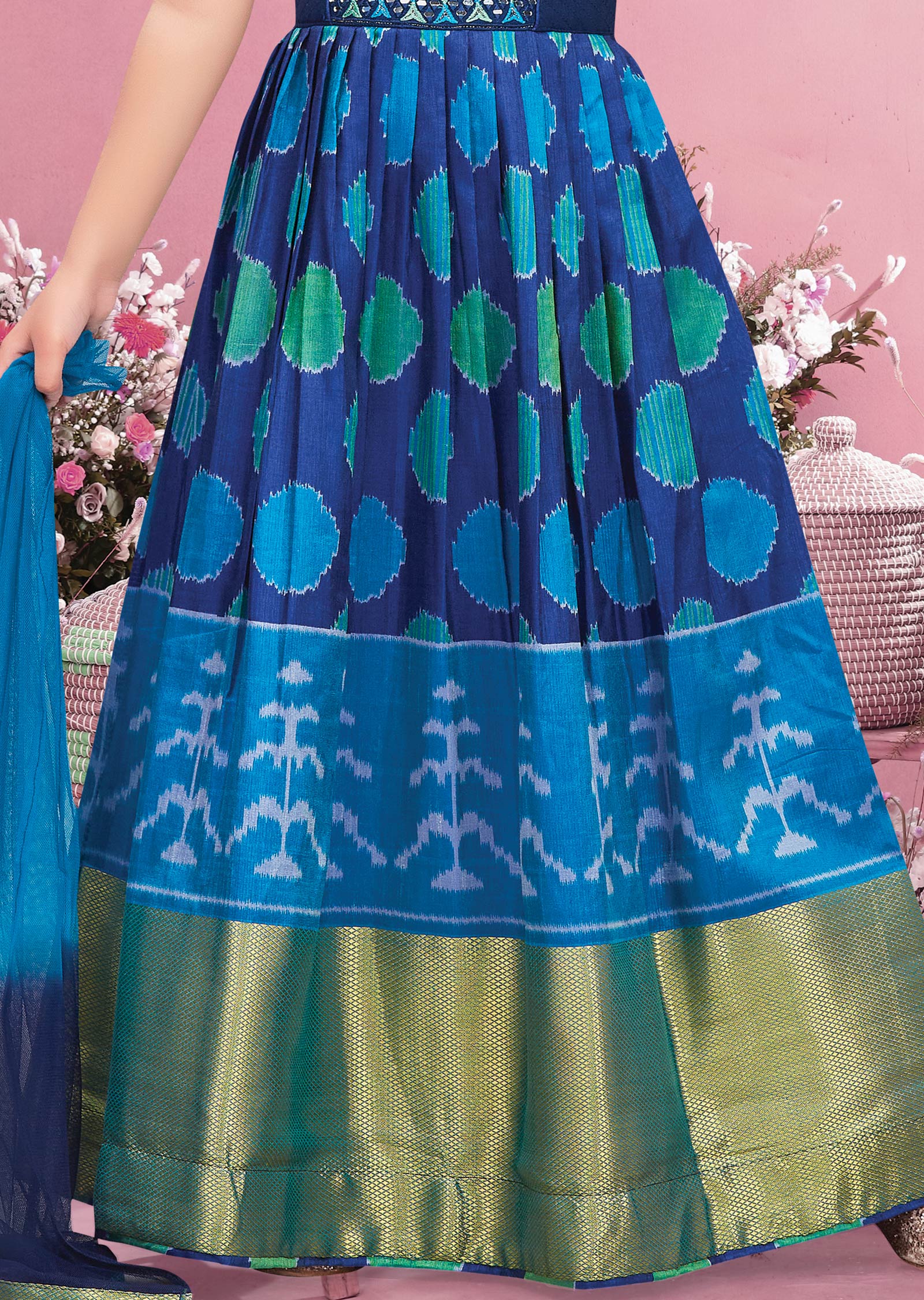 Blue Silk Kids Anarkali