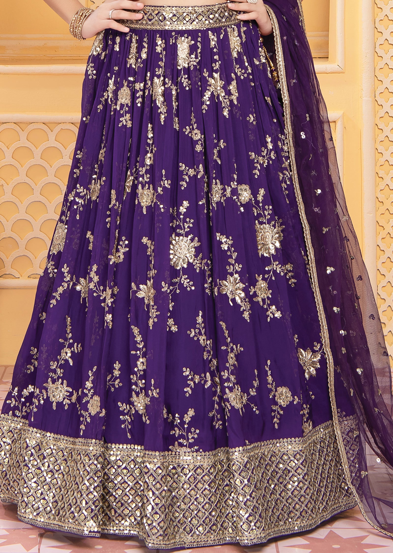 Purple Georgette/Net Kids lehenga