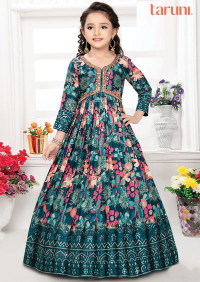 Rama Green Chinnon Kids Alia Cut Gown Rama Green Chinnon Kids Alia Cut Gown