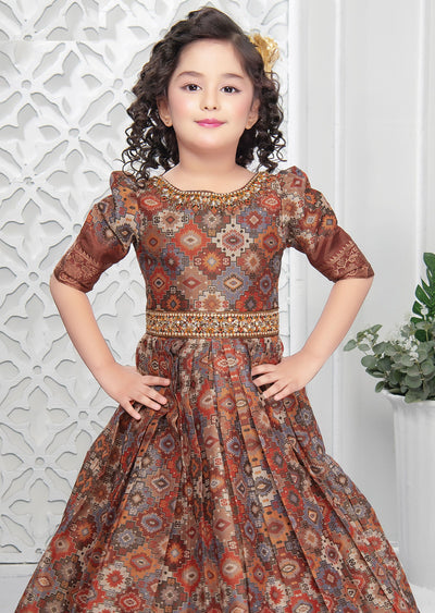 Rust Tissue Silk Kids Gown