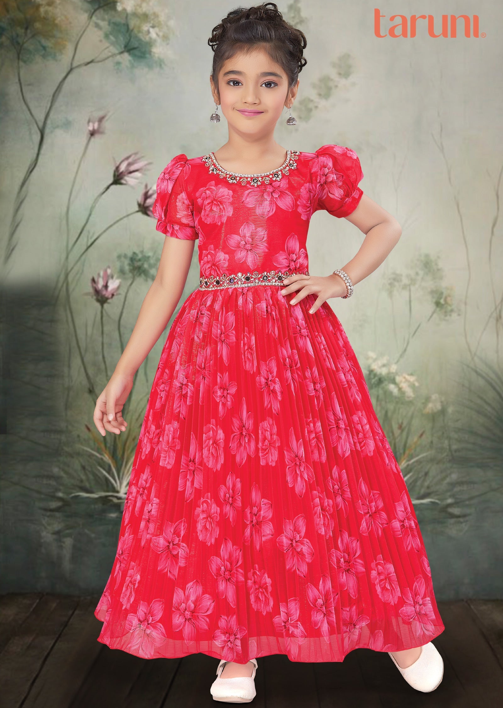 Pink Chiffon Kids Gown