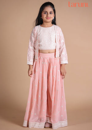 Light Pink Georgette Kids Shararas Ghararas